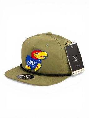Kansas Jayhawks 3D Perforated Rope Hat- Loden/ Black